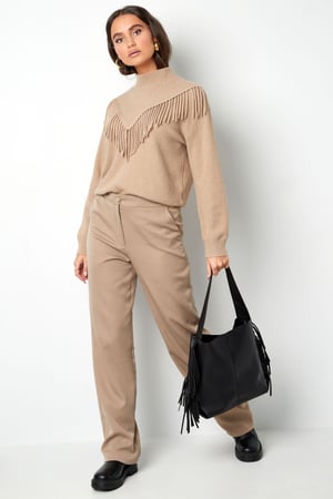 Gestrickter Basic-Pullover mit Fransen – schwarz h5 Bild3